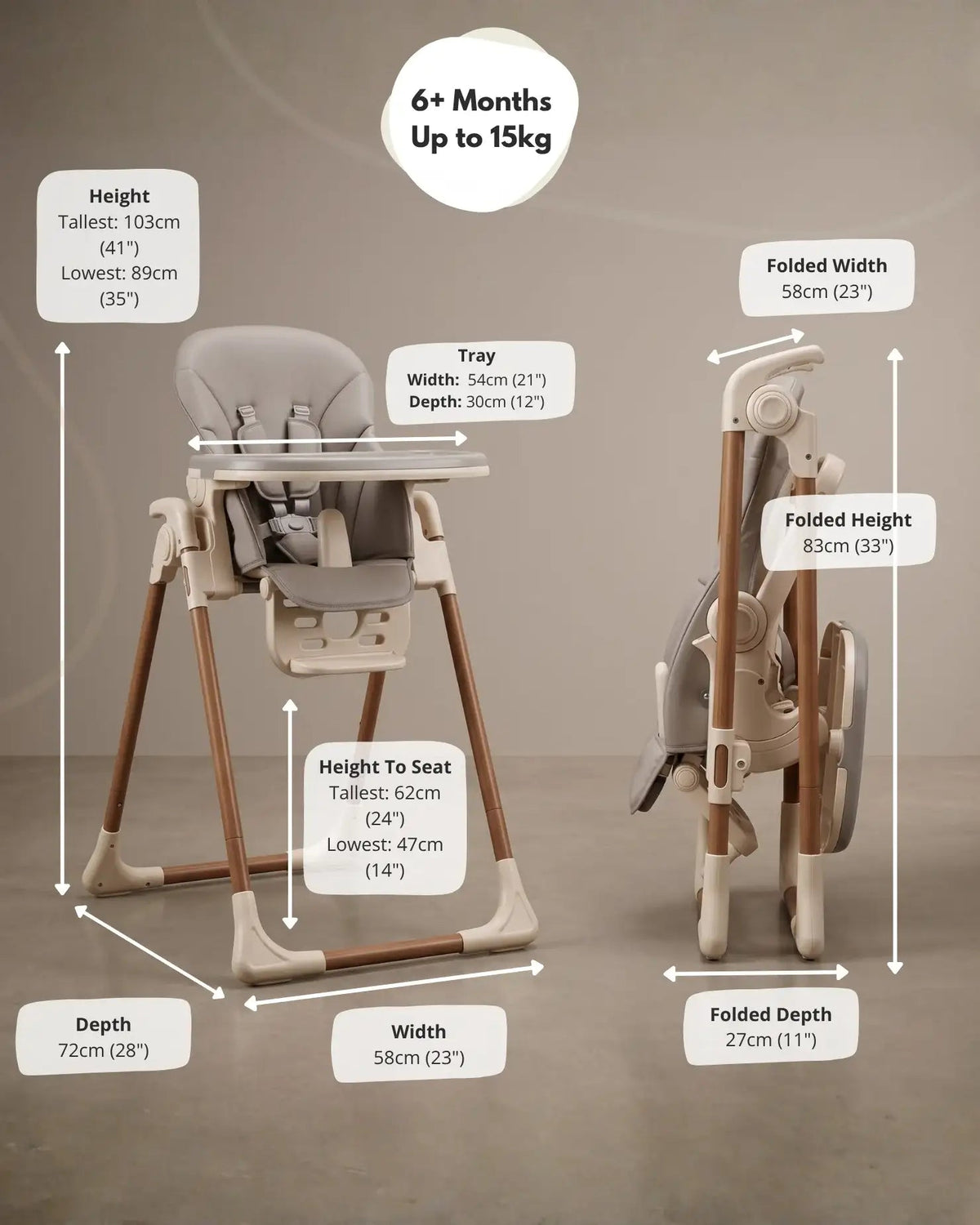 Flare Foldable High Chair – Beige