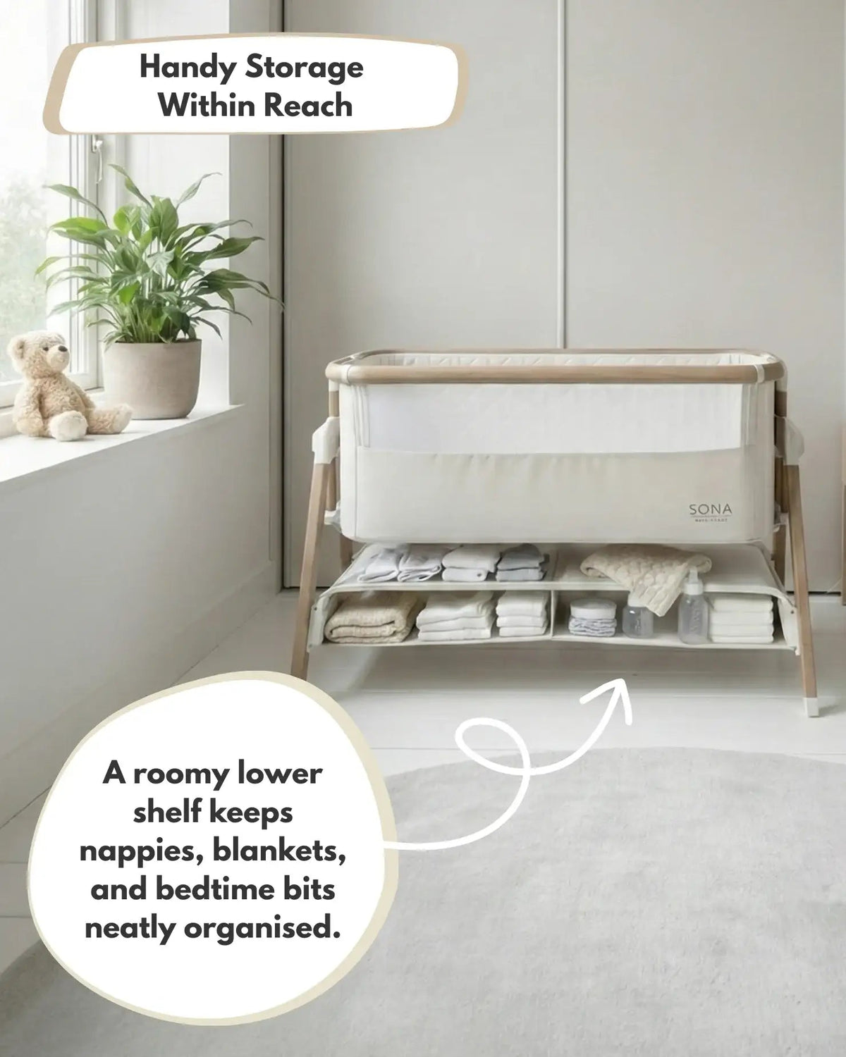 Sona Bedside Crib – Beige