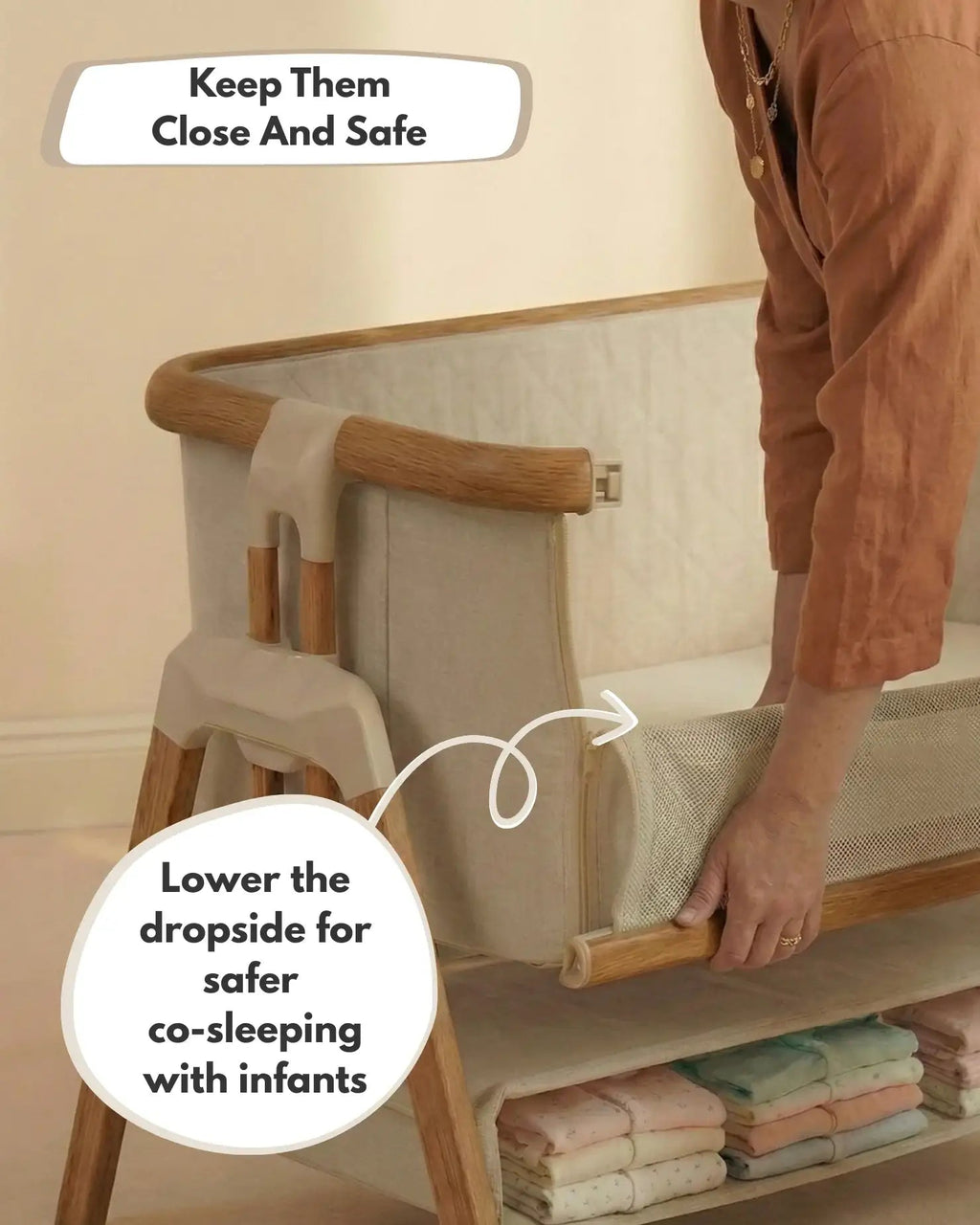 Sona Bedside Crib – Beige