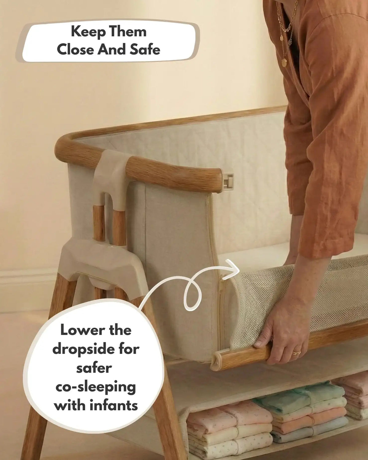 Sona Bedside Crib – Beige