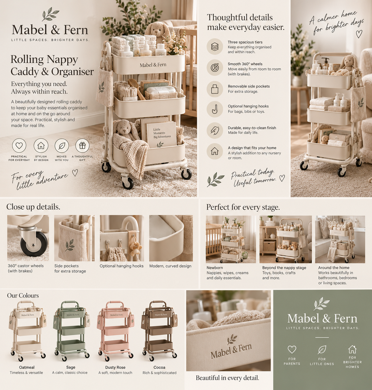 Rolling Nappy Caddy & Organiser